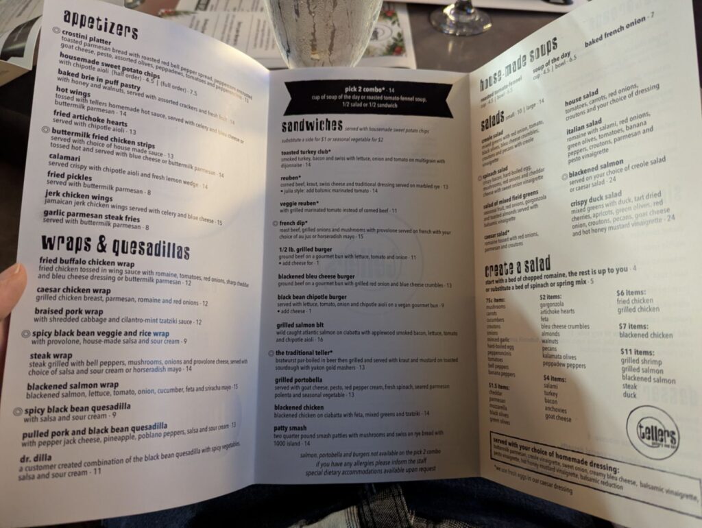 Tellers Gallery & Bar Menu 4