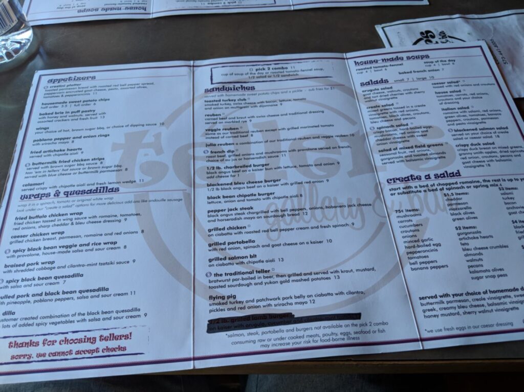 Tellers Gallery & Bar Menu 7